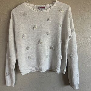 Vintage Grandmacore Floral Embroidery Sweater S -  Cottagecore Fairycore